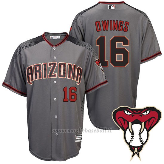 Maglia Baseball Uomo Arizona Diamondbacks 16 Chris Owings Grigio